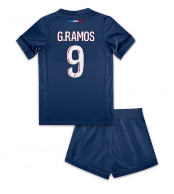 Paris Saint-Germain Goncalo Ramos #9 Primera Equipación Niños 2024-25 Manga Corta (+ Pantalones cortos)